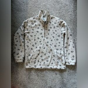 Abercrombie & Fitch Women's Animal Print Sherpa Half-Zip Sweatshirt